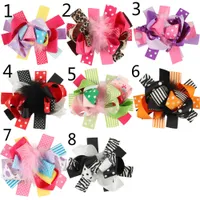 Fashion Feather Hair Bows Clips Girls Gifts Boutique Large Feather Barrettes Bowknot cute Baby Clip Children Head Accessories A6270