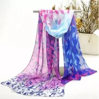 Nouvelle arrivée de mode magnifiques foulards en mousseline de soie pour les femmes Lady extérieure plage Sarongs feuille motif foulard couleurs mélange 15pcs / lot livraison gratuite
