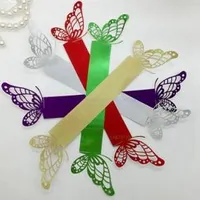 Vijf kleuren servethouder uitgehold ontwerp vlinder servetten ringen voor bruiloft bruids douche gunst decor 0 35RS B