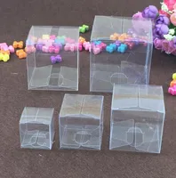 Nave libera 50 pezzi Scatole di plastica trasparenti quadrate Scatola di regalo impermeabile trasparente Scatola da imballaggio in PVC Custodia per gioielli / Caramelle / Giocattoli / Torta