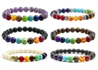 Neue 7 Chakra Armband Männer Schwarz Lava Healing Balance Perlen Reiki Gebet Naturstein Yoga Armband Für Frauen