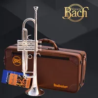 Trompet Bach LT190S-77 BB Trompet Gümüş Kaplama Sarı Pirinç Aletleri BB Trumpete Popüler Enstrüman Profesyonel