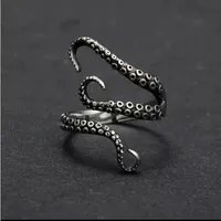 Zinc Alloy Punk Style Squid Octopus Ring 2017 New Men&#039;s Jewelry Animal Opened Adjustable Finger Ring for Man