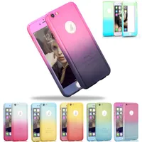 Gradient Color Case Full Body 360 Gradkåpa med härdat glas Skärmskydd Väska till iPhone 7 7Plus 6 6Plus med förpackning