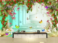 Оптовая продажа-пользовательские 3D обои для стен 3 d Фото обои фрески мечта сердце цветы свадебный фон 3D ТВ фон стены домашнего декора