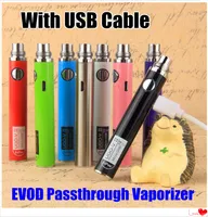 Evod Micro USB Passthrough EVOD vaporizador UGO-V passar ecigarette 650 900 1100 mAh BottomTop Carregar bateria com cabo USB Vape caneta