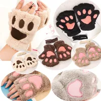 Vente en gros - Gants sans doigts New Warm Winter Arm Warmer, gants de garniture de fourrure chat mignon ours patte Five Fingers Gloves 4626