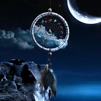 Wholesale- Dreamcatcher Cadeau Vérification des rêves de rêves avec des pierres naturelles Plumes Temps de décoration de mur d'ornement