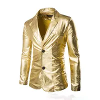 Nueva llegada de los hombres Blazer Gold Color Design Mens Dress Night Club Traje de alta calidad para hombre de moda Chaquetas Blazer