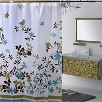 Wholesale- Floral 1.8*1.8m Waterproof PEVA Shower Bathroom Curtain With Hooks Bathing Shower Curtain Fabric Home Bathroom Curtains GI870645