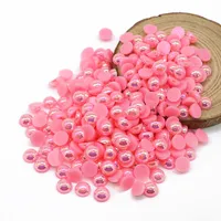 Diyの装飾のための模倣の半分の円の真珠の濃いピンクのAB色のABSフラットバックビーズの装飾、500-5000PCS /パック