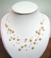 DIYクラフトファッションジュエリーギフト17INCH P102 *のための10ピース/ロット本物のピンクの飢えさ真珠のネックレス