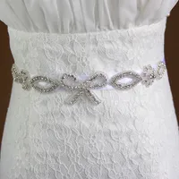Bianco Sash Bridal Wedding Princess Strass Belt Girl Bridesmaid Dress Sash Accessori da sposa XW30 Organza / Nastro