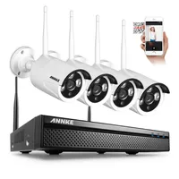 Система видеонаблюдения ANNKE 4CH Беспроводная 960P NVR 4PCS 1.3MP IR Outdoor P2P Wifi IP CCTV Security Camera Система видеонаблюдения