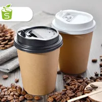 100 tazas desechables de bebidas calientes de 12 onzas con tapas negras Diseño Perfecto para Cafeterías Taza de papel con aislamiento ecológico Envío gratuito (7)