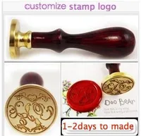 Wholesale-double letter design wedding Invitation Retro antique sealing wax stamp customize logo Personalized image handle