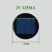 200pcs 2v 125ma 0.25w راتنجات الإيبوكسي مستديرة الألواح الشمسية الصغيرة مع قطرها 67 ملم لشحن DIY بطارية 1.2 فولت