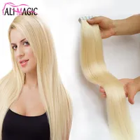 2,5 g / pc 12 "-26" Remy Tape In Human Hair Extension Platinum Blondin # 60 Seamless Rak Tape On Hair Salon Style 40pcs