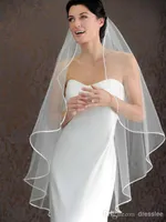 Bridal Sluiers Hot Seller 1 Layer White Ivory Short Wedding Accessoires met satijnen band