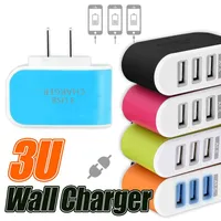 3.1A Potrójny 3 porty USB Ładowarka Home Travel Wall Carger Carger Phone Tablet Elektroniczny adaptery zasilania LED US / EU Plug