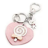 Milesi Original Leather Heart Shape Keychain, Car Keychain Bag, Pendant for Lover, Novelty Gift Trinket D0035