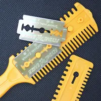 Partihandel-1 PC Barber Scissor Hair Cut Styling Razor Magic Blade Comb Hairdressing Tool Kit Hair Scissors