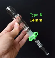 2017 Mini Nectar Collector Kit med 10/14 / 18mm Titan Nail Quartz Tips Plast Keck Clip Mini Glasrör Glas Bong Rökning Rör