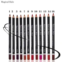 Wholesale-12pcs/lot  New Magical Halo Lipliner 12 Colors Non-dizzy Waterproof Long-lasting Lip Liner Pencil Smooth Soft Red 