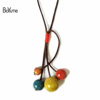 Boyute (5 stycken / lot) glasyr keramiska pärlor hängsmycke halsband kvinnor vintage smycken oberoende packning bubbla väska för skydd