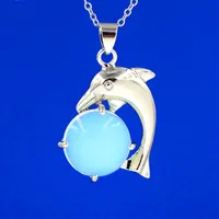 Delfino Visualizza perline pendenti collana catena gemma naturale ciondolo in pietra di cristallo opale ecc pietra perline charms reiki chakra gioielli amuleto