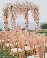 Wholesale High Quality 30D Chiffon Chair Sash Wedding Chair Sashes formal Party Wedding Chair Covers On Sale