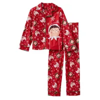 Big Buy Red الملابس مجموعة الاطفال الخريف الشتاء منامة عيد الميلاد مجموعات الأطفال عيد الميلاد ملابس النوم 4-10T