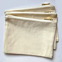 100pcs / parti 7x10inches Blank Natural Cotton Canvas Makeup Väska med matchande färgfoderämnen Kosmetisk väska för DIY Print I lager Gratis DHL