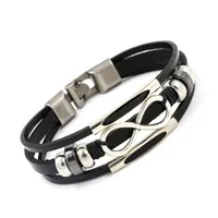 Äkta läder Infinity Charm Armband Wrap Armband Armband Bangle Cuffs för Women Men Fashion Smycken Julklapp