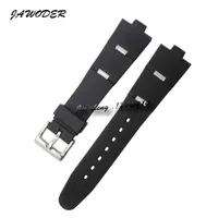 JAWODER Watchband 22 / 24mm X 8mm Men Women Watch Bands Black Diving Silicone Rubber Stainless Steel Silver Pin Buckle Strap For DIAGONO