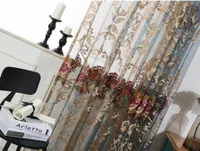 Sırf Perdeleri Zarif Çiçek Işlemeli Sırf Çubuk Cep Perde Paneli Ev Dekorasyonu Perdeleri Vual Perdeler Tül Perdeler Yatak Odası için