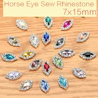 50pcs lot Horse Eye Glass Crystal Sew On Rhinestones With Claw DIY Garment Shoes Crystal Buckle 7x15mm