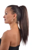 16 tums kinky rak 100% mänskligt hår hästsvansförlängning för kvinna 100g 120g 140g färgmedium brun # 4