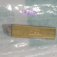 Spedizione gratuita 100 pz PCD 14-Pin Microblading Trucco Permanente Manuale Needle Blade Ricamo / 3D Prodotti Del Tatuaggio Del Sopracciglio
