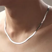 Breast Couples Men and Women Common section short clavicle blade chain flat snake bone chain silver jewelry necklace