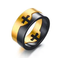 10mm Mens Brush Edelstahl Ring Modeschmuck Ring Puzzle Ringe mit schwarzer und gelber Goldfarbe Heiße Verkäufe