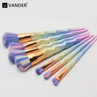 Vander Pro 7PCS /セットGradient Rainbow MakeupブラシPurple ConceRer Foundation Powde Cosmetic Kits Puff Kabuki Blusher Maquiagem