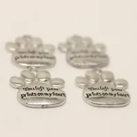 15pcs--23x19mm Antique silver tone You left paw prints on my heart Memorial Paw Print Charms pendant