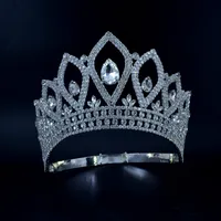 Coronas de diamantes de imitación Tiaras Lager ajustable Miss Queen Queen Wedding Princess Party Prom Night Clup Show Tocado Hairwear 00022m