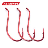 Q0205 100PCS Röd hög kolstål Fiskehake 1/0 # -8 / 0 # -6030 Baitholder Jig Big Single Hooks Fiske Tackle