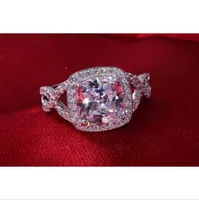 높은 품질 도매 3 캐럿 고급 다이아몬드 결혼 반지 지속 샤인 약혼 반지 쿠션 컷 925 실버 18K 화이트 골드 커버 링