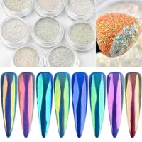 Mode Hot 0,2g Nail Neon Glitters holographiques Powders sirène Chrome pigment Holo poussière manucure brillant à ongles