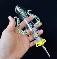 Version 5.0 Mini verre Tubes Set Pipes 14mm Conception Octopus avec Nail Tip Titane Plastique Keck clip verre Pipes eau Bong