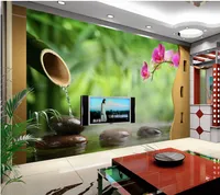 Foto personalizado qualquer tamanho 3d verde bambu borboleta orquídea pequena parede de fundo fresco