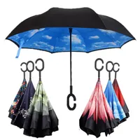 C j Griff Regenschirm winddicht umgekehrte klapping doppelschicht invertierter regenschirm selbststand innerhalb des regenschutzes c haken hände für auto